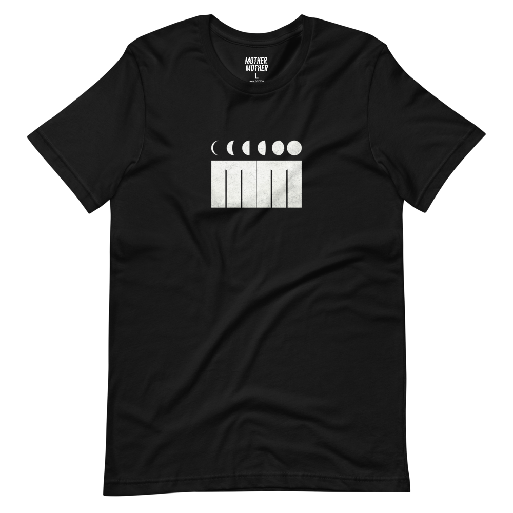 Mother Mother black Moon Phase short sleeve tee with white lettering