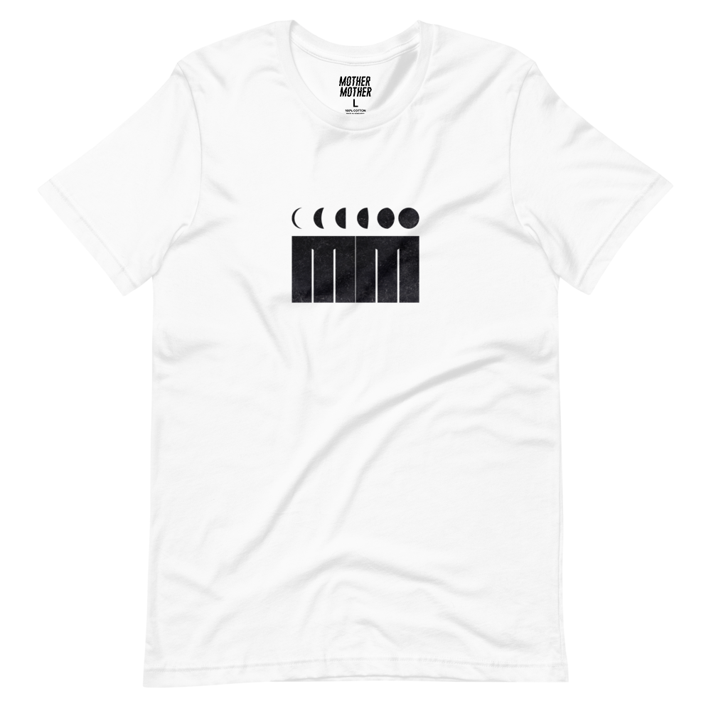 Mother Mother white Moon Phase short sleeve tee with black lettering